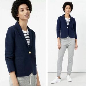 J. Crew Navy Wool Blend Camilla Shrunken Sweater Blazer Size M